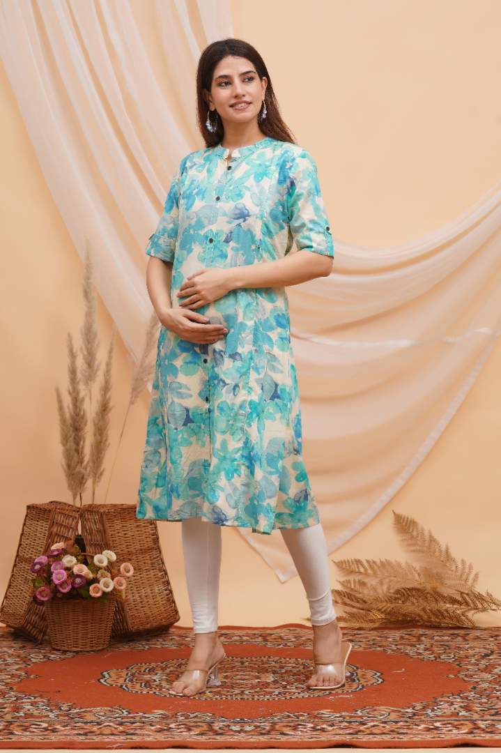 Surf Blue Maternity A Line Kurta