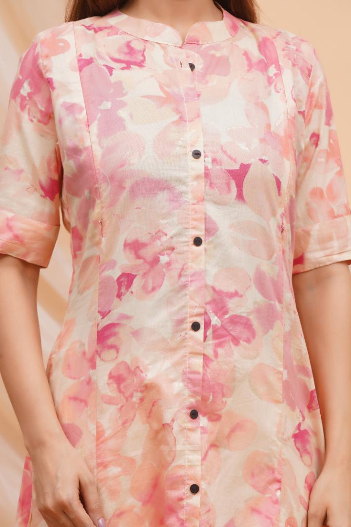 Floral Pink Maternity A Line Kurti