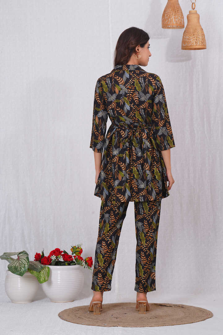Black Tropical Printed Nursing Set