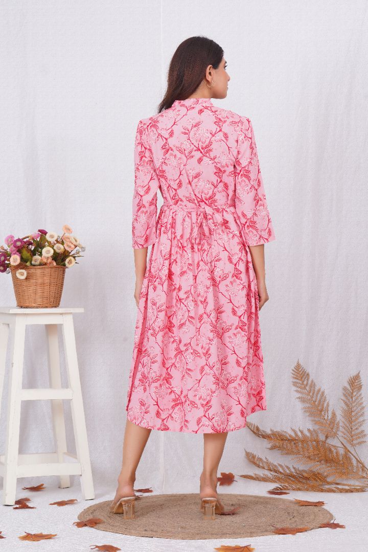 Light Pink Printed Nursing Kurta