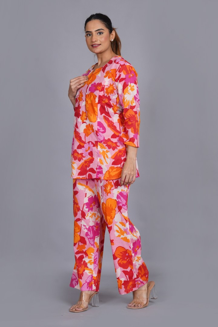 Multi Floral Post Partum Feeding Coord Set