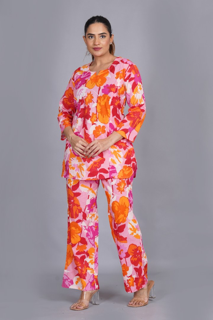 Multi Floral Post Partum Feeding Coord Set