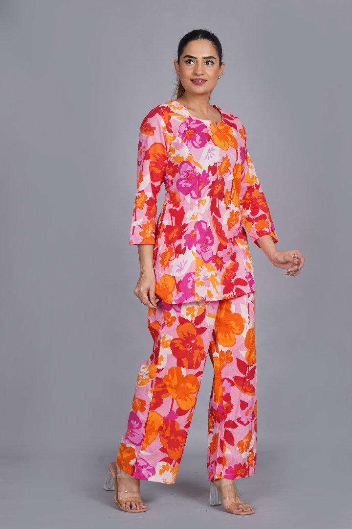 Multi Floral Post Partum Feeding Coord Set