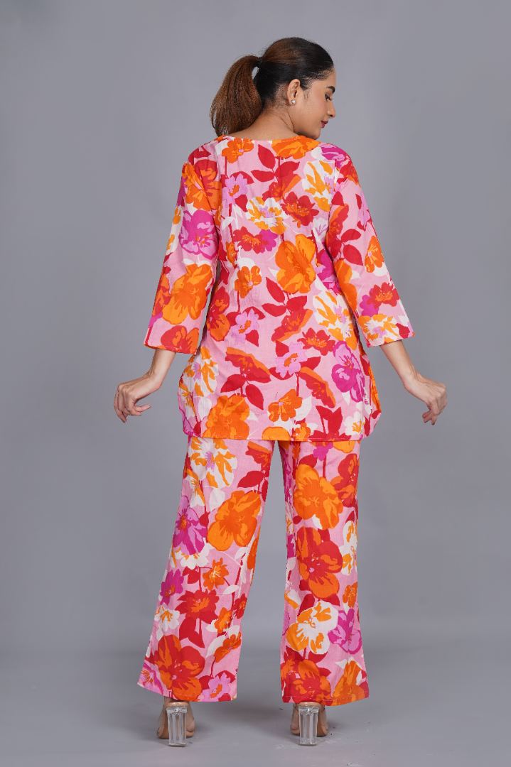 Multi Floral Post Partum Feeding Coord Set
