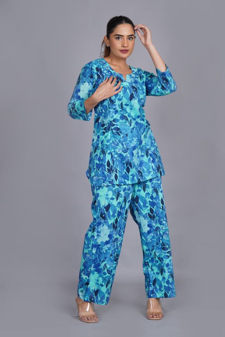 Azure Blue Post Partum Feeding Coord Set