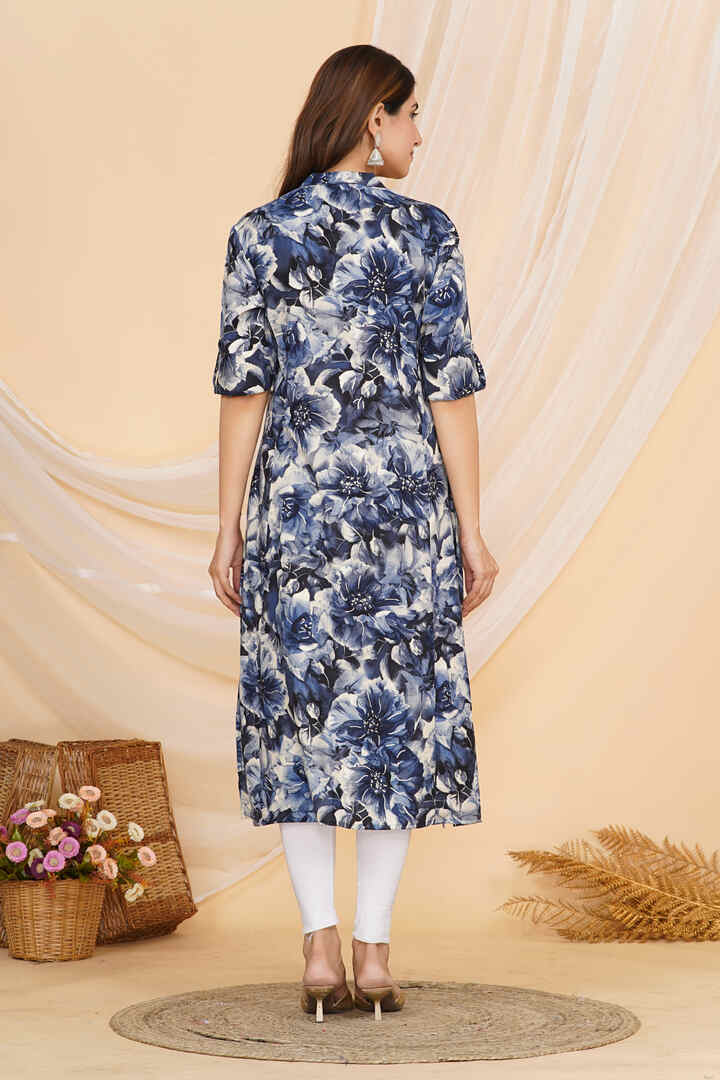 Midnight Blue Floral Feeding Kurta