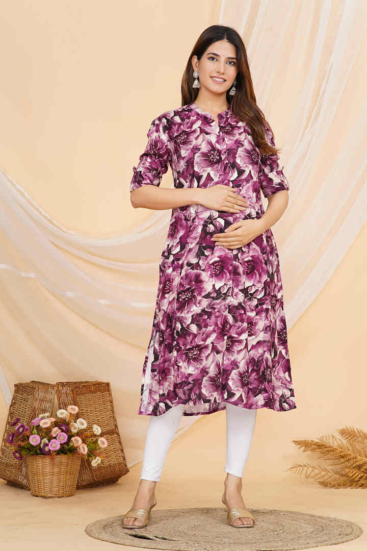 Luxury Purple Floral Feeding Kurta