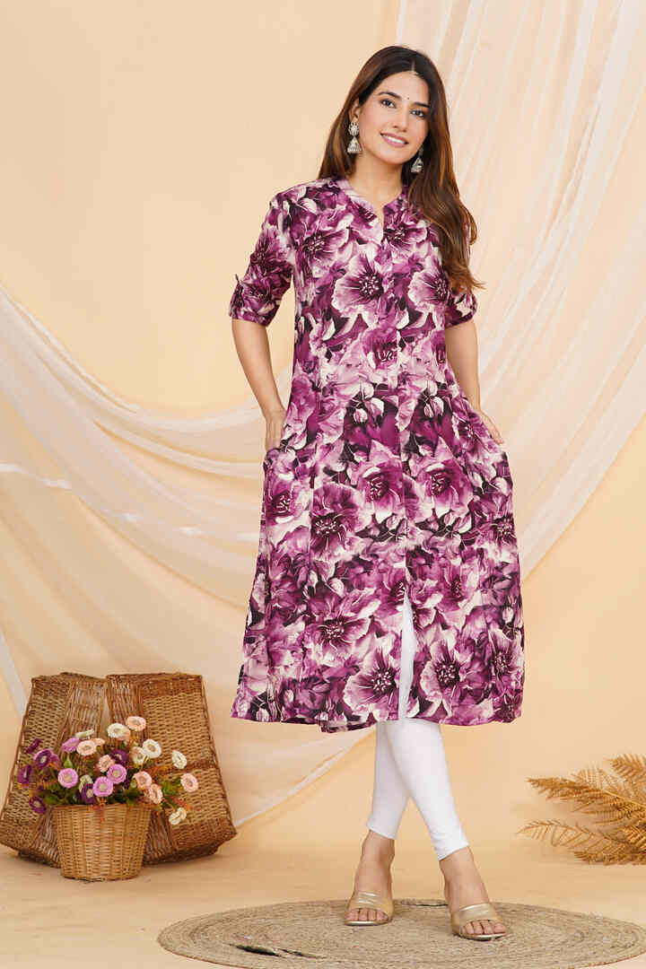 Luxury Purple Floral Feeding Kurta