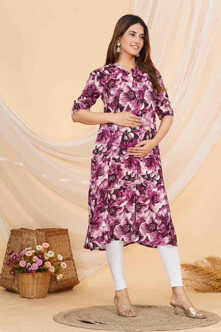 Luxury Purple Floral Feeding Kurta