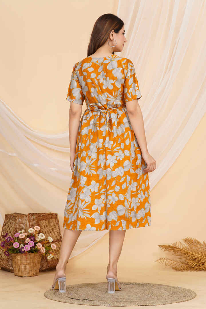 Honey Yellow Zipless Feeding Dress