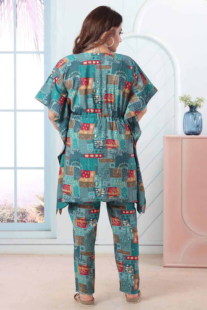 Electric Blue Feeding Kaftan Coord Set