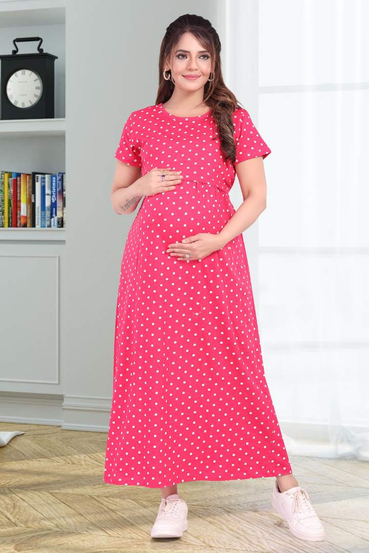 Retro Red Polka Dot Printed Zipless Nightie