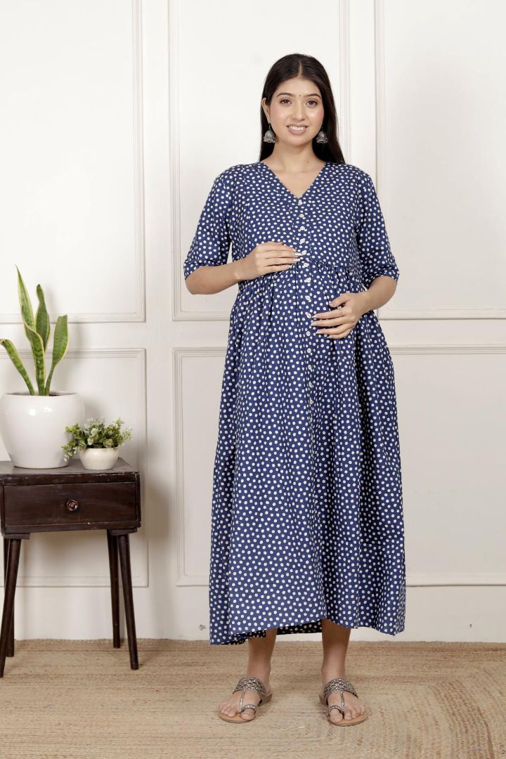 Polka Dot Maternity Feeding Dress