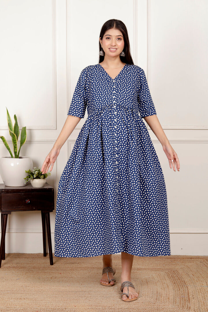 Polka Dot Maternity Feeding Dress
