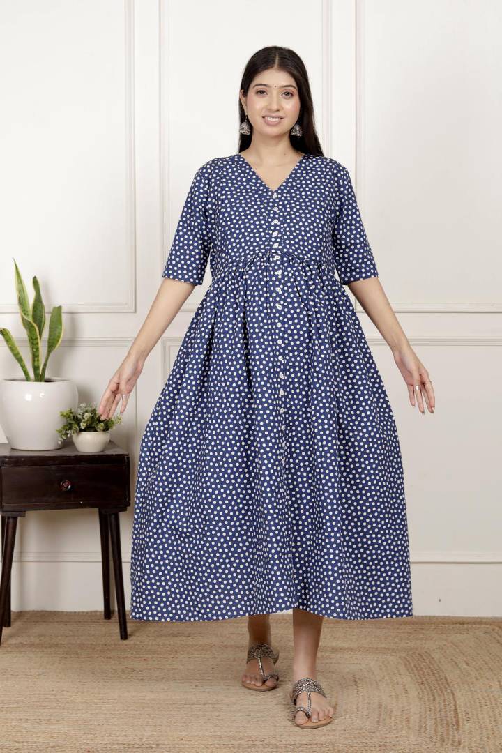 Polka Dot Maternity Feeding Dress