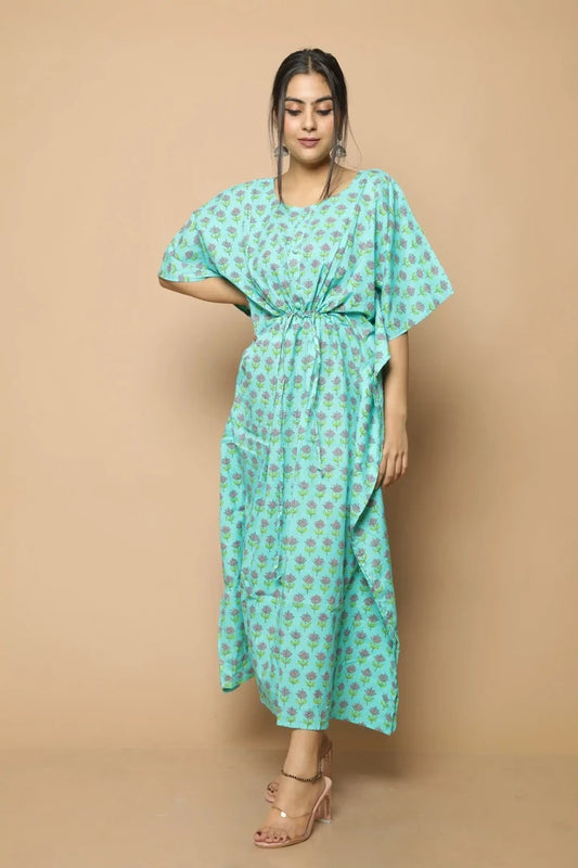 Teal Ethnic Non Feeding Maternity Kaftan