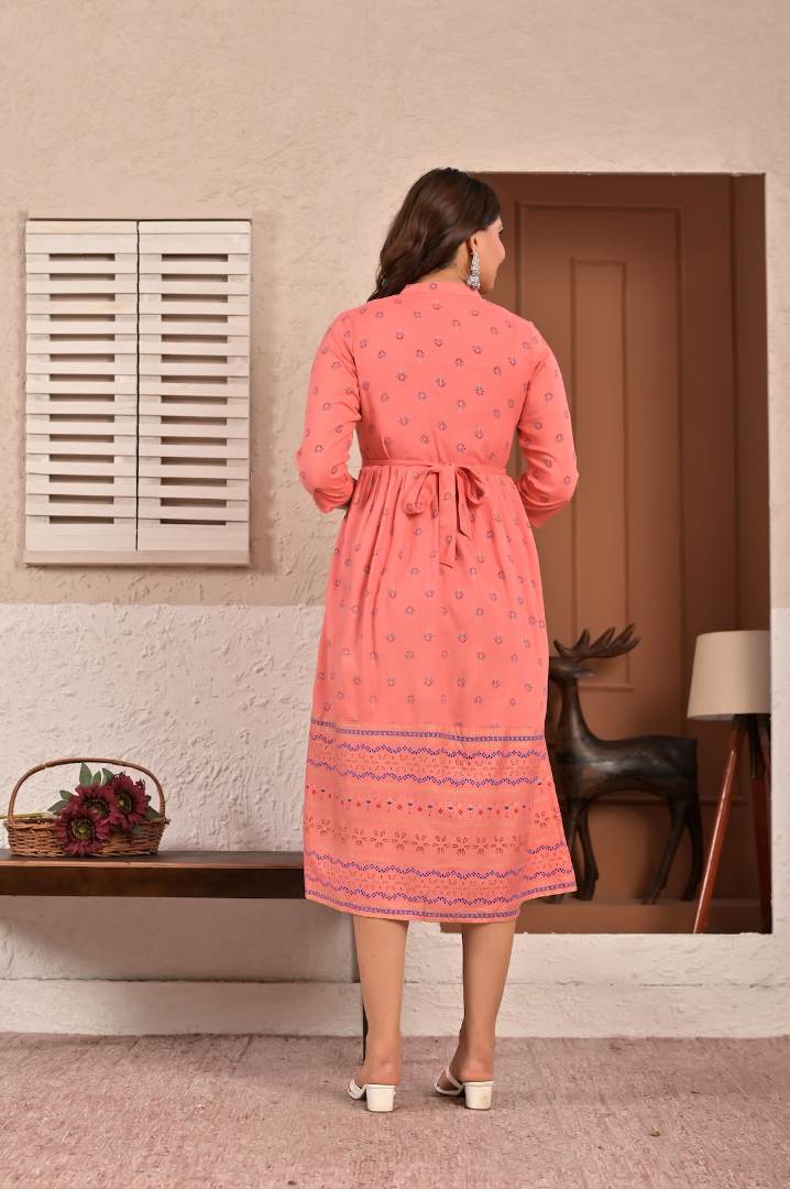 Baby Pink Printed Feeding Kurta