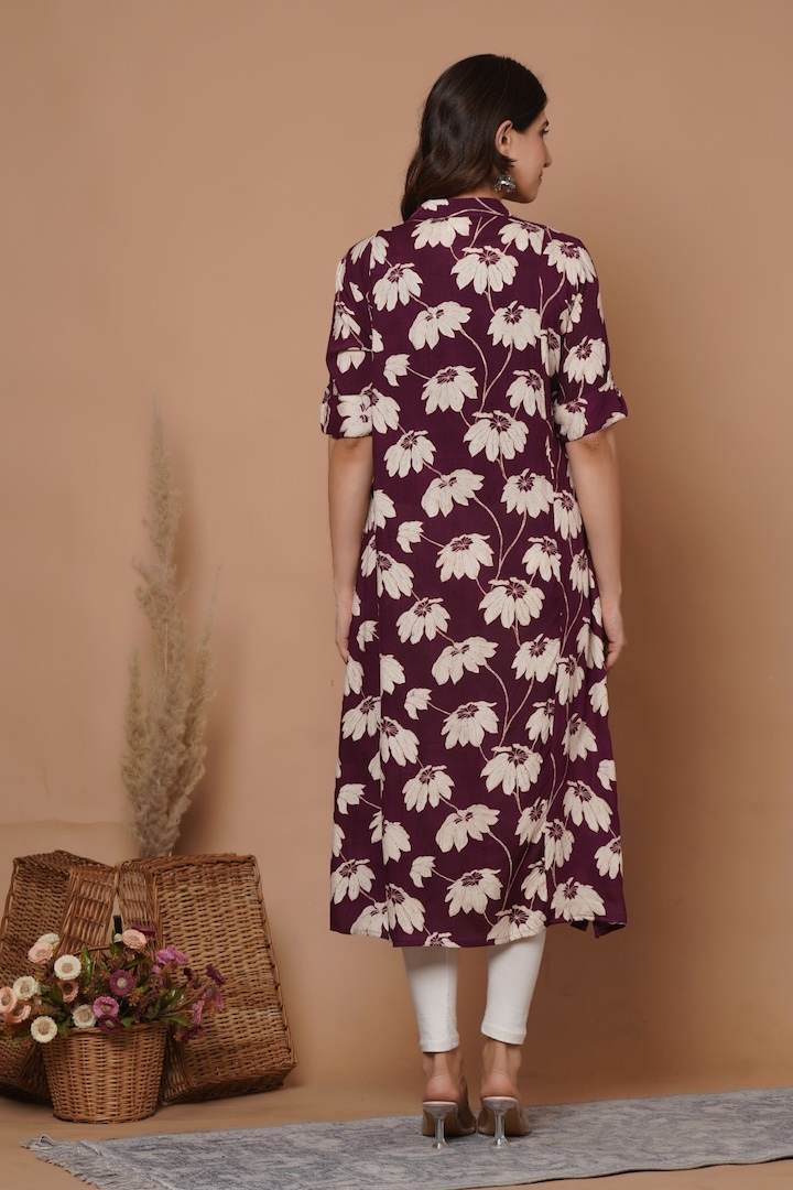 Luscious Plum Printed Feeding Kurti