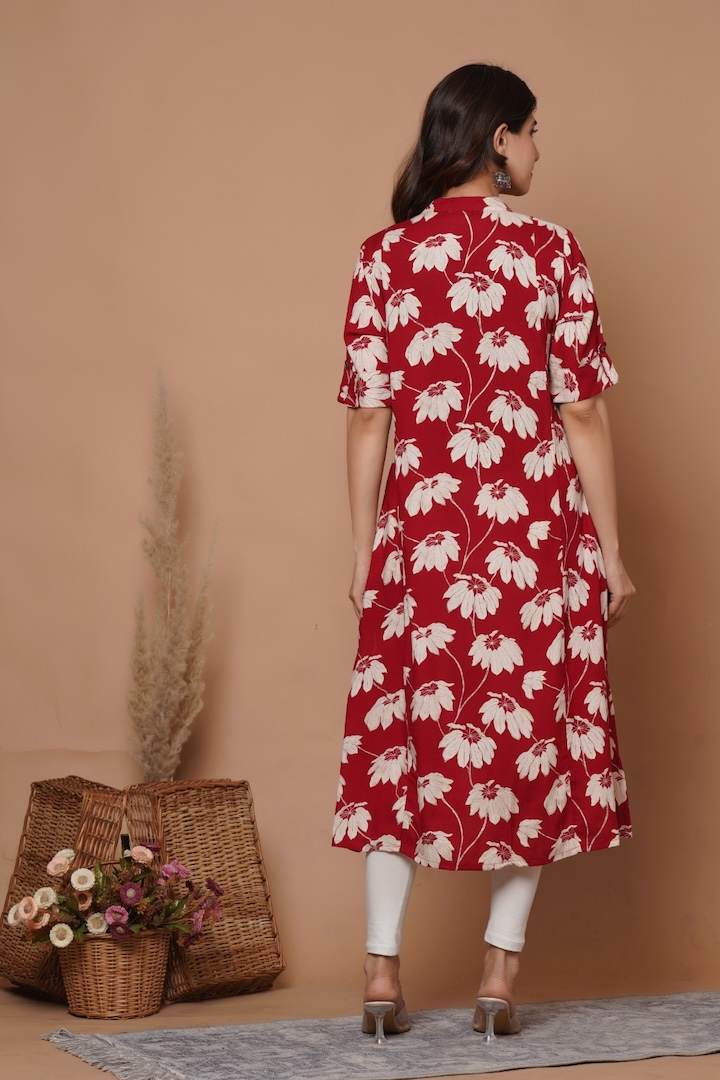 Chilli Red Printed Maternity Kurti
