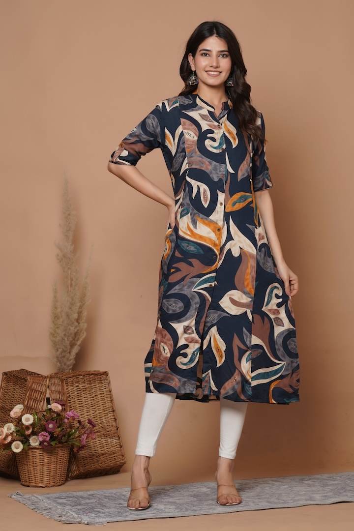 Tribal Printed Blue Feeding Kurti