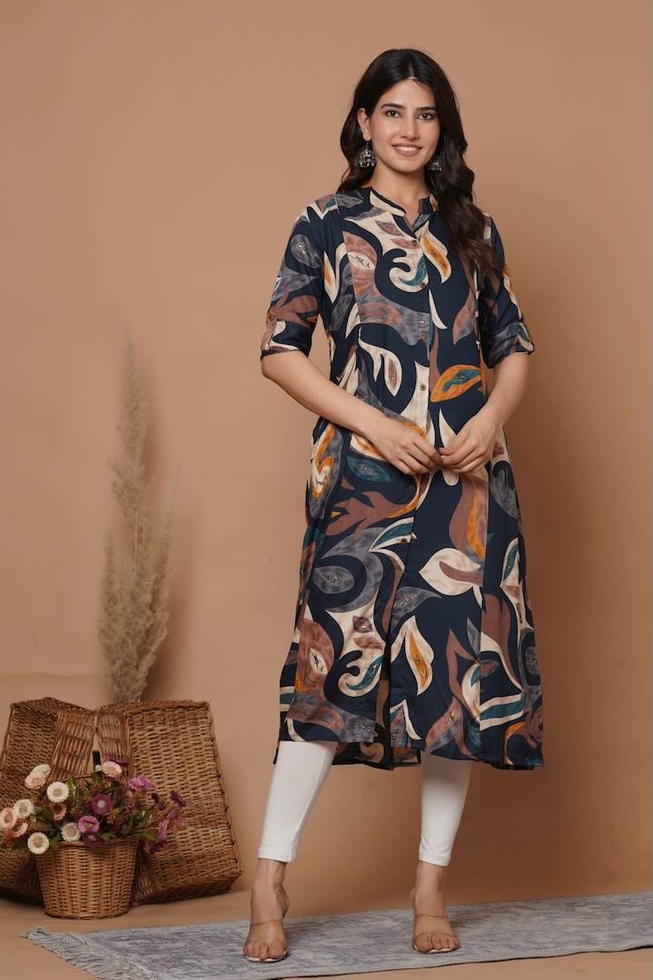 Tribal Printed Blue Feeding Kurti