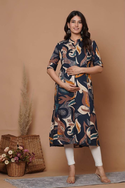 Tribal Printed Blue Feeding Kurti
