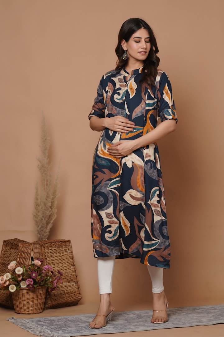 Tribal Printed Blue Feeding Kurti