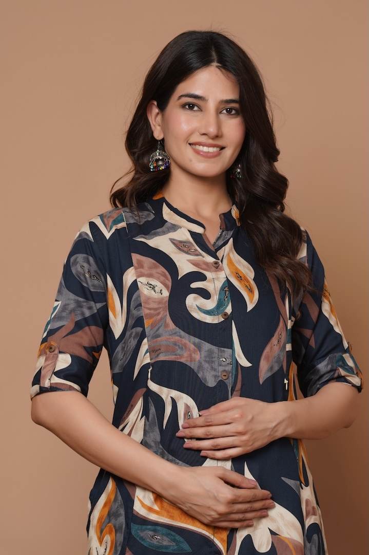 Tribal Printed Blue Feeding Kurti