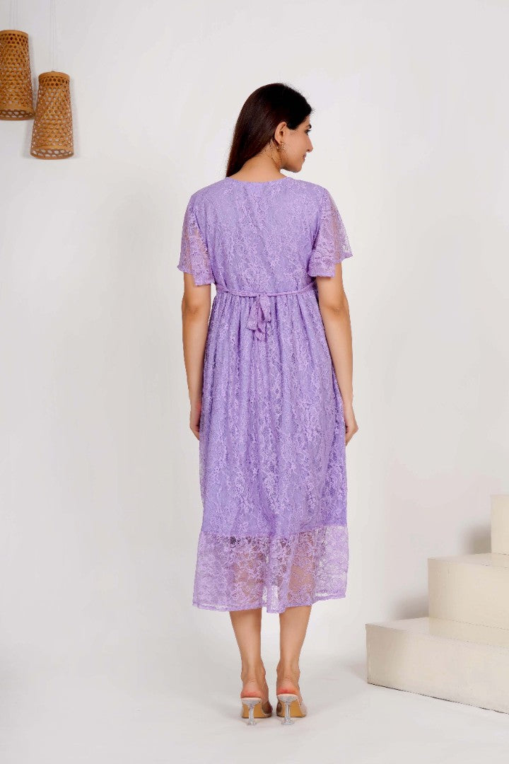Lilac Lace Maternity Dress