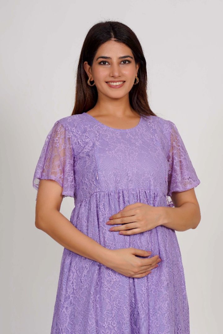 Lilac Lace Maternity Dress | Pregnancy Wear XXL Lilac Lace Maternity Dress | Pregnancy Wear XXL