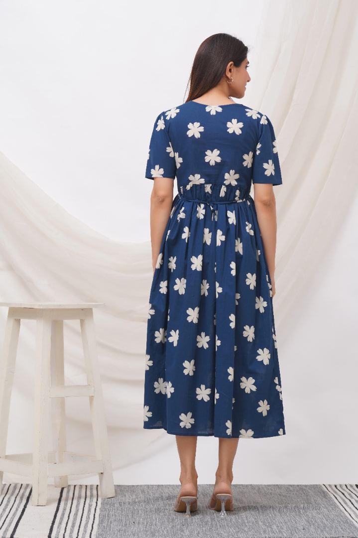 Space Blue Zipless Feeding Dress