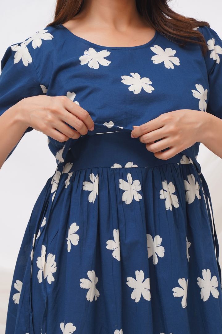 Space Blue Zipless Feeding Dress