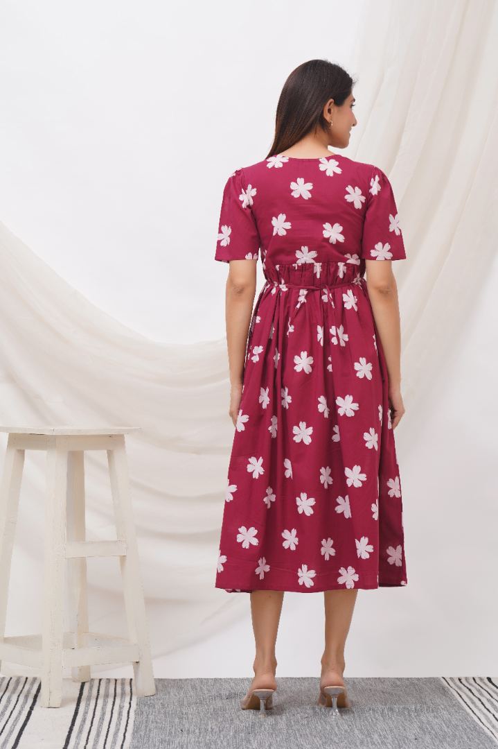 Venetian Red Zipless Feeding Dress