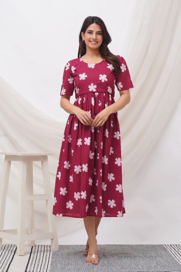 Venetian Red Zipless Feeding Dress