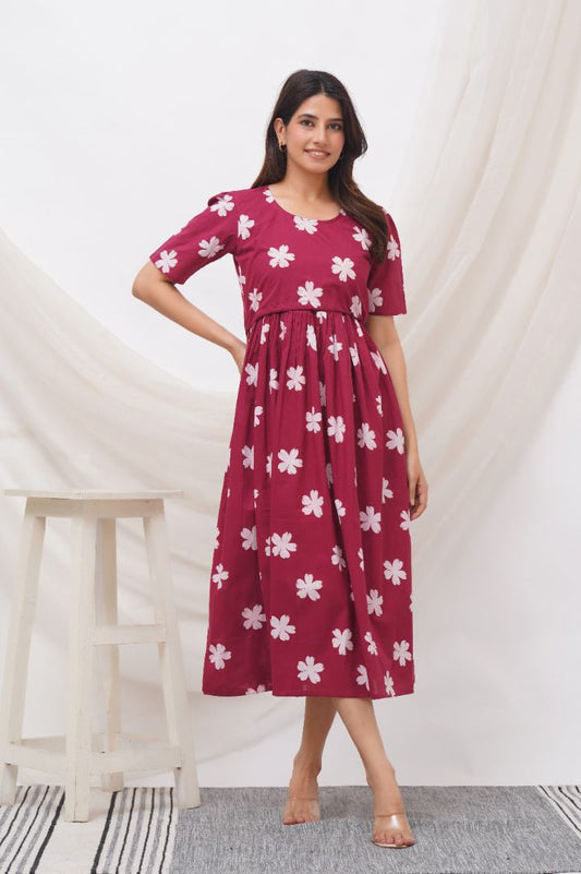 Venetian Red Zipless Feeding Dress