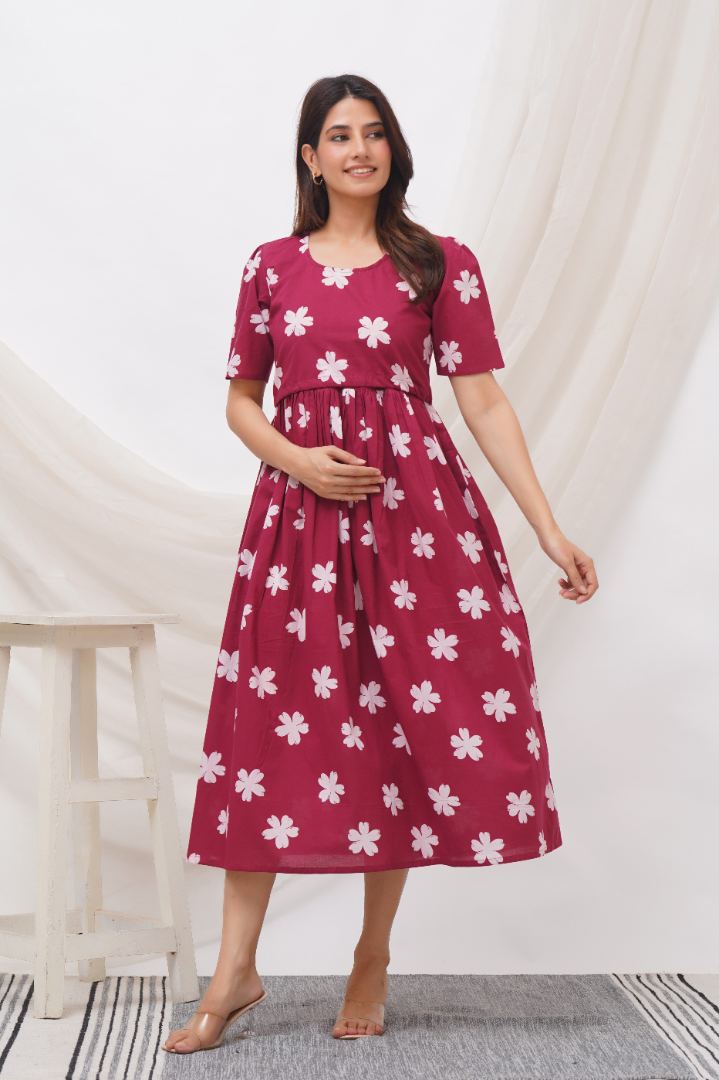 Venetian Red Zipless Feeding Dress