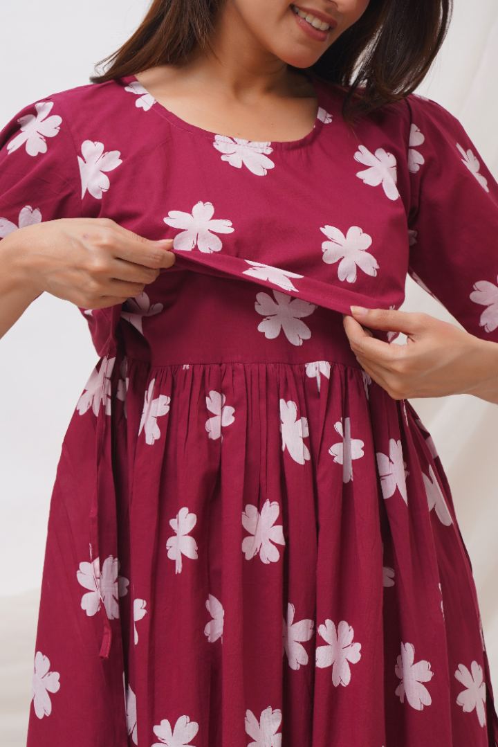 Venetian Red Zipless Feeding Dress