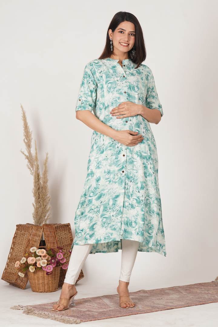 Dreamy Blue Printed Feeding Kurta