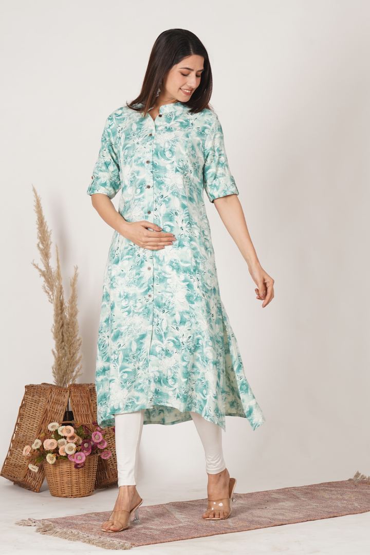 Dreamy Blue Printed Feeding Kurta