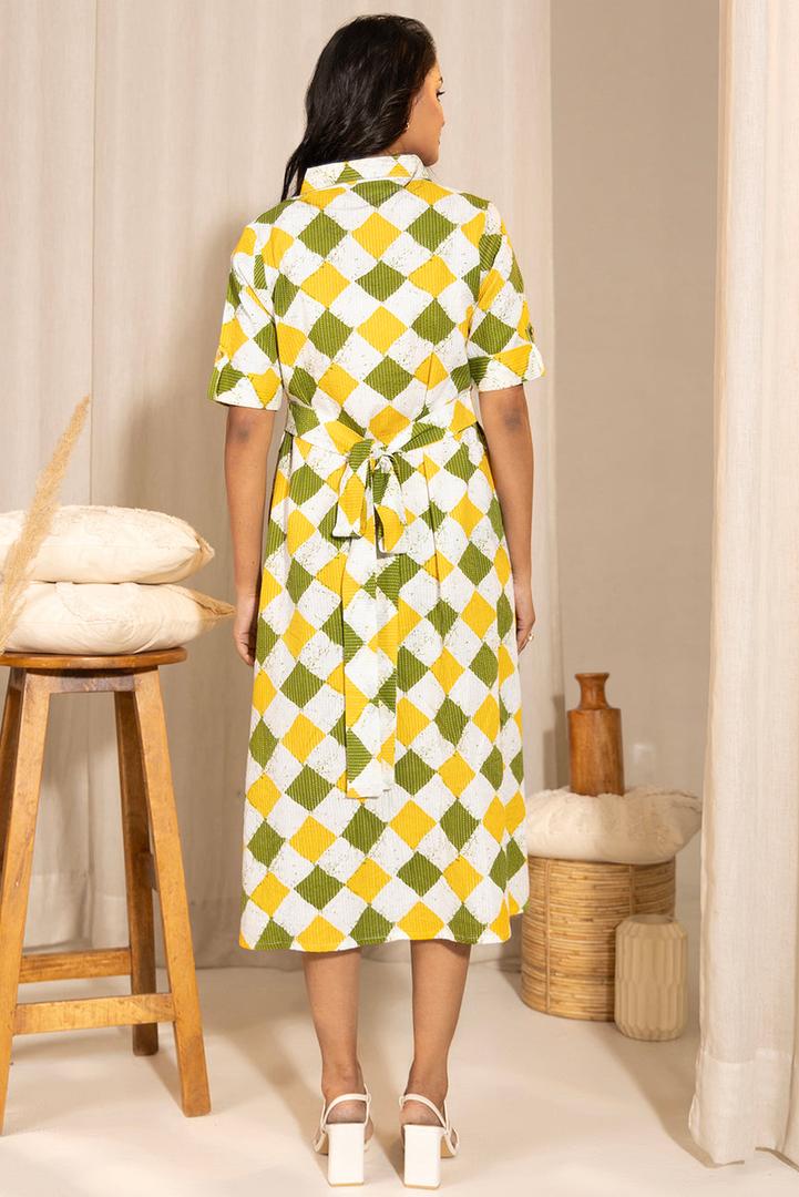 Geometric Feeding Shirt Dress