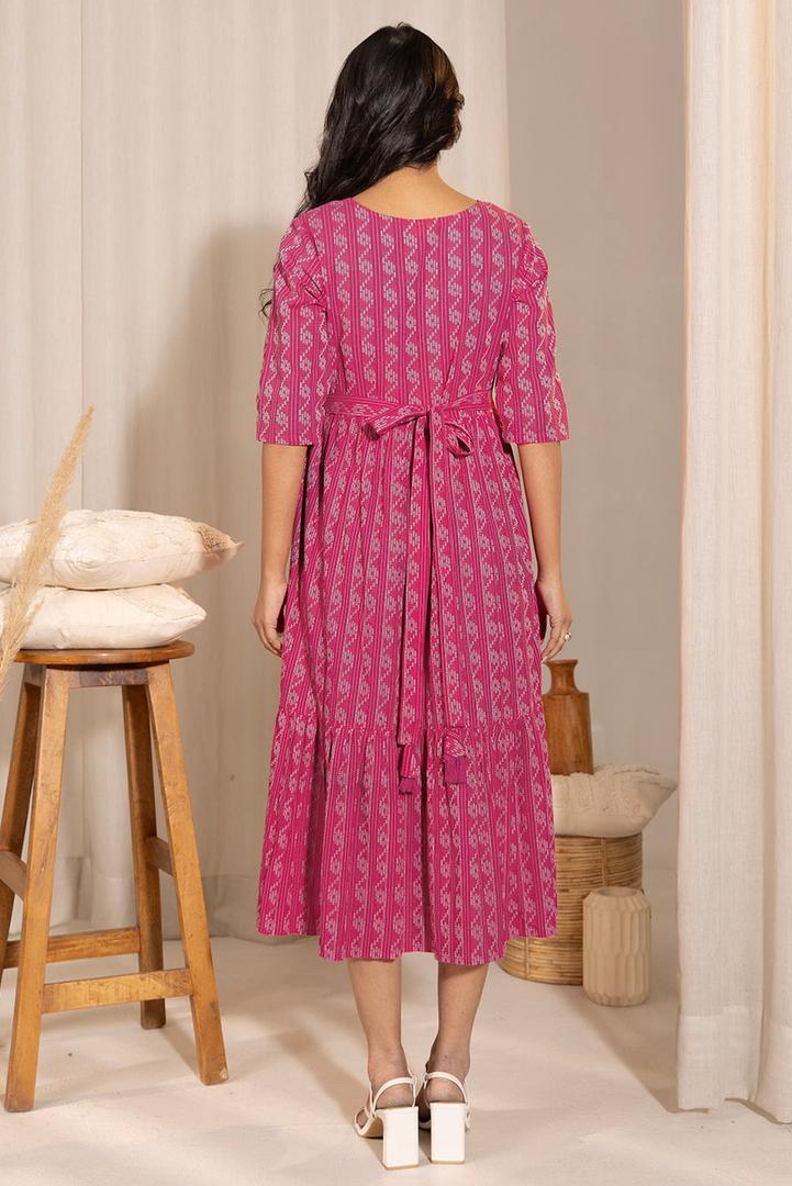 Pink Woven Tiered Feeding Dress