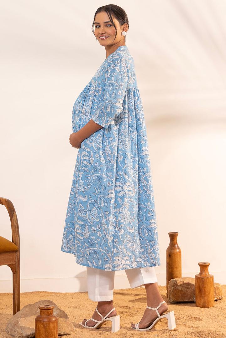 Sky Blue Alia Cut Feeding Kurta