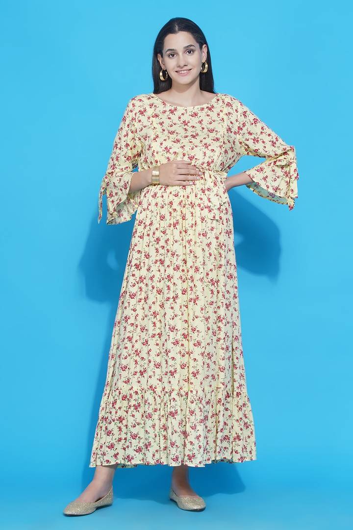 Cheerful Yellow Feeding Maxi Dress