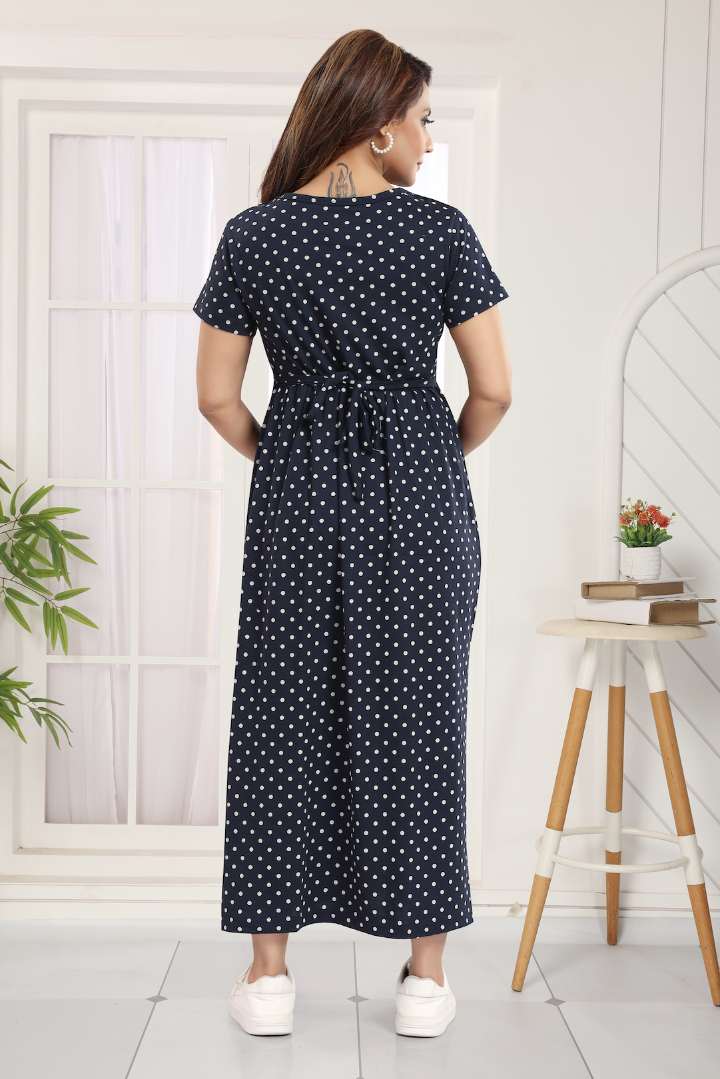 Deep Navy Polka Dot Feeding Nightie