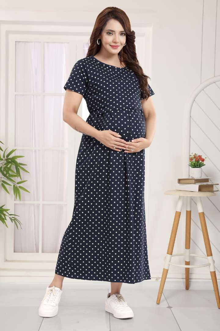 Deep Navy Polka Dot Feeding Nightie