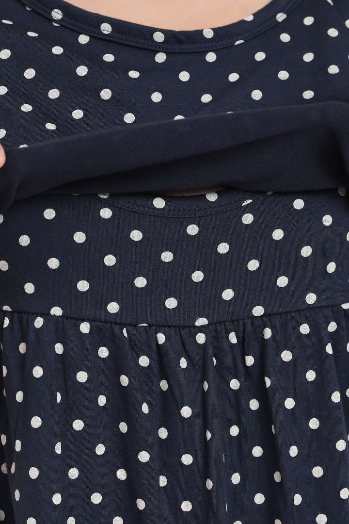 Deep Navy Polka Dot Feeding Nightie
