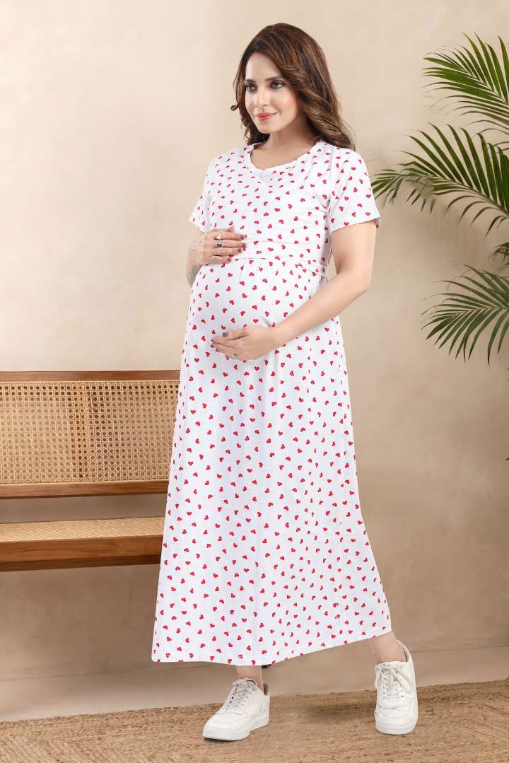 Ditsy Heart Printed Feeding Nightie