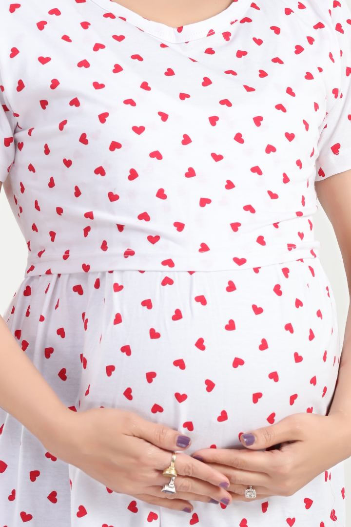 Ditsy Heart Printed Feeding Nightie