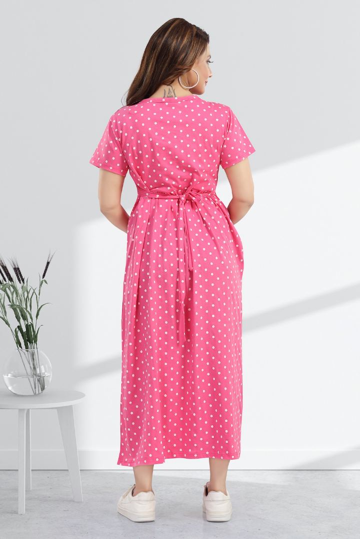 Bright Pink Polka Dot Zipless Nightie