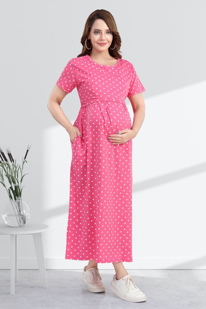 Bright Pink Polka Dot Zipless Nightie